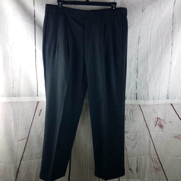 Bill Blass Studio 42R Super 100s 2 Button Charcoal Gray Striped 2pc Suit 37x31 - Picture 13 of 16